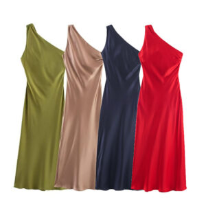 Versatile Asymmetrical Silk-satin Dress
