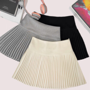 High-waisted Pleated A-line Loose Casual Short Skirt