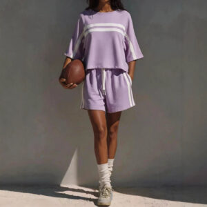 Athleisure Color-block Short-sleeve T-shirt Set
