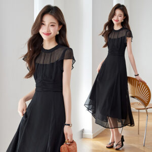 Chiffon Puff-sleeve Casual Womens Dress
