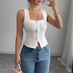 Knitted Camisole Womens New OuterwearLayering Short White Top